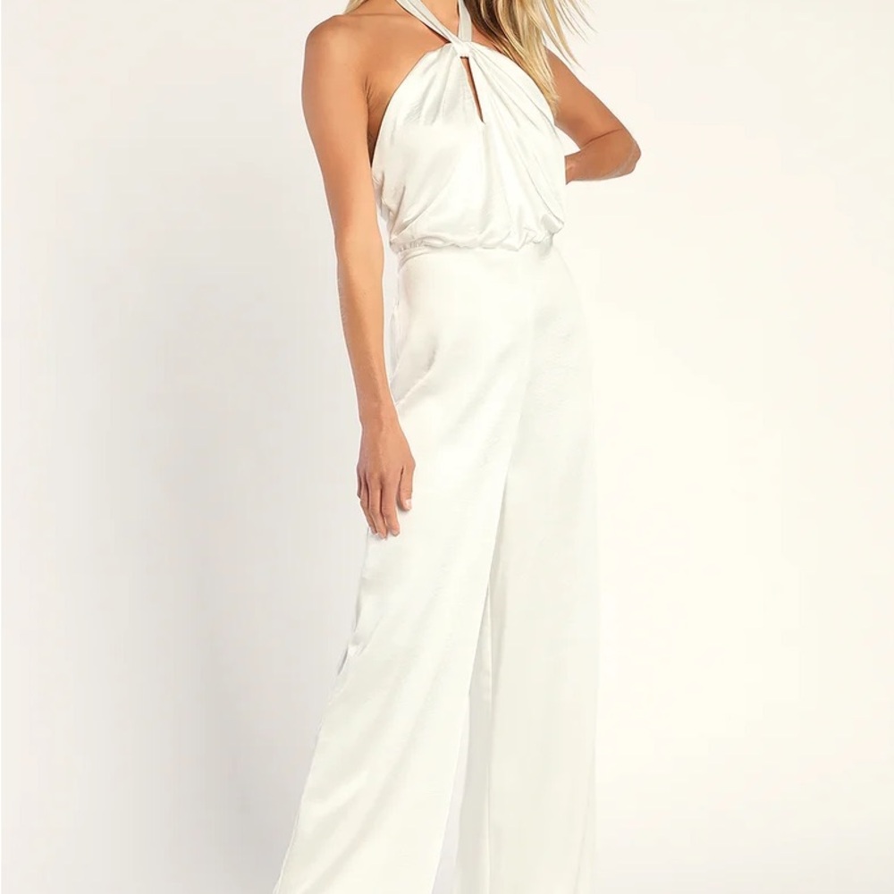 Elegant White Halter Jumpsuit